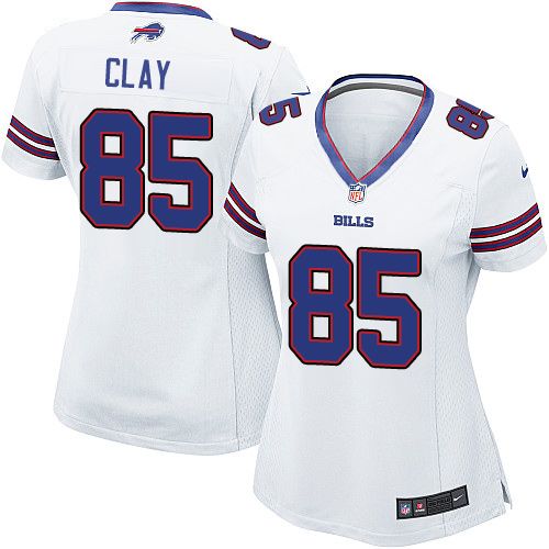 Nike Bills #85 Charles Clay White Women's Stitched NFL New Elite Jersey